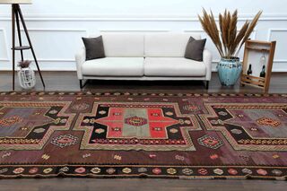 Flatweave Vintage Turkish Runner Rug - Thumbnail