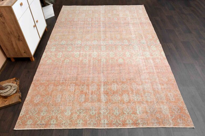 Orange Damask Ikat Decor Vintage Rug