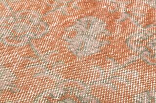 Orange Damask Ikat Decor Vintage Rug - Thumbnail