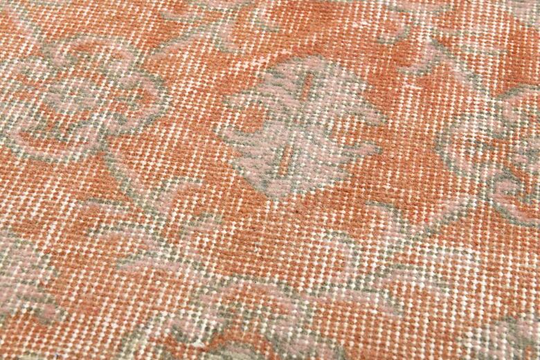 Orange Damask Ikat Decor Vintage Rug