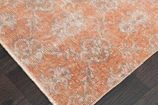 Orange Damask Ikat Decor Vintage Rug - Thumbnail