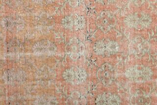 Orange Damask Ikat Decor Vintage Rug - Thumbnail