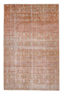 Orange Damask Ikat Decor Vintage Rug - Thumbnail