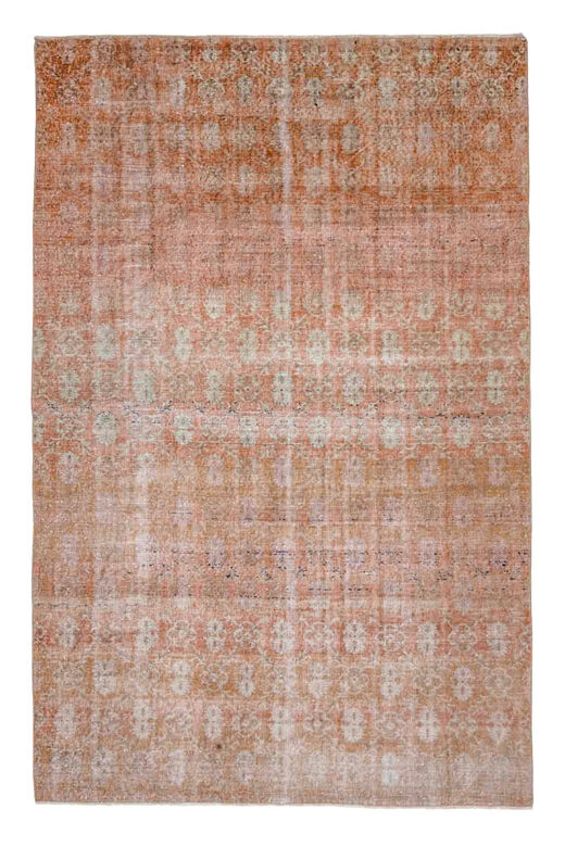 Orange Damask Ikat Decor Vintage Rug