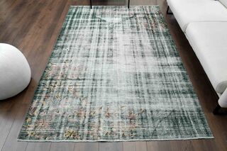 Distressed Green Turkish Area Rug - Thumbnail