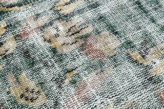 Distressed Green Turkish Area Rug - Thumbnail