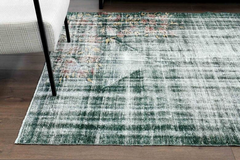 Distressed Green Turkish Area Rug