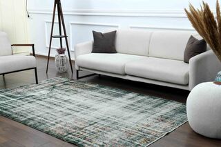 Distressed Green Turkish Area Rug - Thumbnail