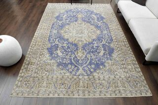 Blue Handwoven Vintage Persian Rug - Thumbnail