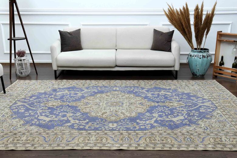 Blue Handwoven Vintage Persian Rug