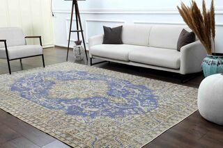 Blue Handwoven Vintage Persian Rug - Thumbnail