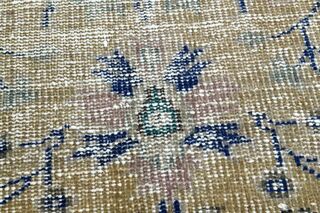 Faded Yellow Antique Turkish Rug - Thumbnail