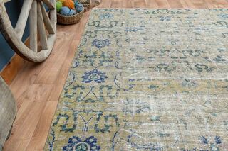 Faded Yellow Antique Turkish Rug - Thumbnail