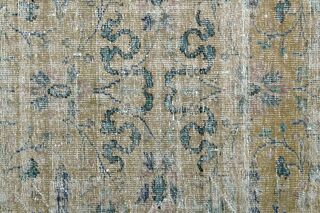 Faded Yellow Antique Turkish Rug - Thumbnail