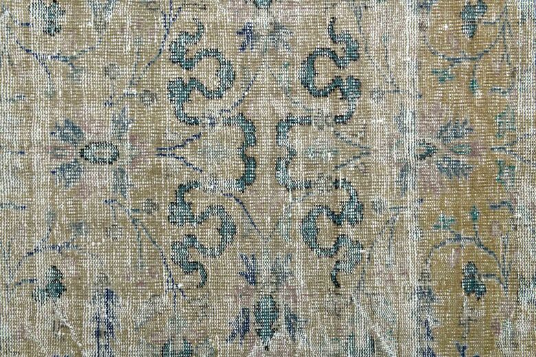 Faded Yellow Antique Turkish Rug