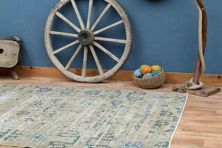 Faded Yellow Antique Turkish Rug - Thumbnail