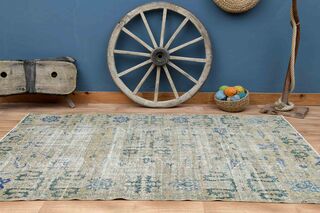 Faded Yellow Antique Turkish Rug - Thumbnail