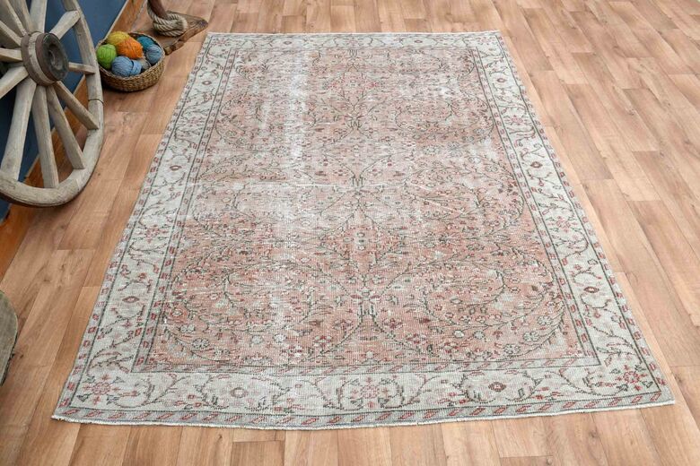 Orange Beige Farmhouse Turkish Rug