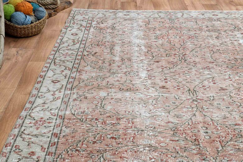 Orange Beige Farmhouse Turkish Rug