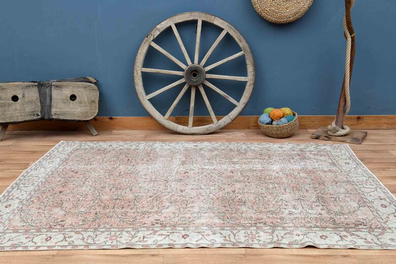 Orange Beige Farmhouse Turkish Rug