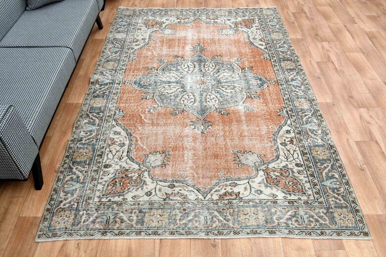 Orange Vintage Turkish Rug