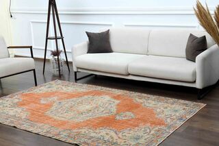 Farmhouse Decor Vintage Turkish Rug - Thumbnail