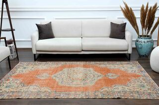 Farmhouse Decor Vintage Turkish Rug - Thumbnail