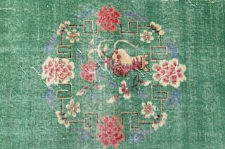 Shabby Chic Decor Green Turkish Rug - Thumbnail