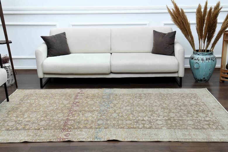 Beige Vintage Turkish Rug