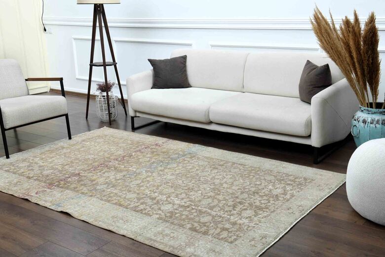 Beige Vintage Turkish Rug