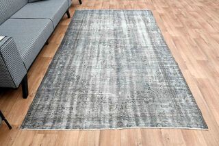 Faded Black Vintage Turkish Rug - Thumbnail