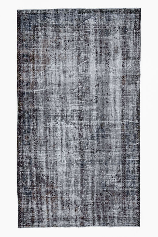 Faded Black Vintage Turkish Rug