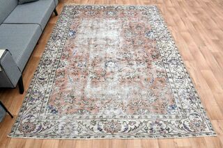 Oriental Pattern Vintage Turkish Rug - Thumbnail