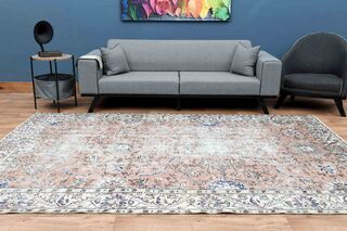 Oriental Pattern Vintage Turkish Rug - Thumbnail