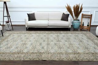 Blue Details Beige Turkish Area Rug - Thumbnail