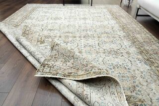 Blue Details Beige Turkish Area Rug - Thumbnail