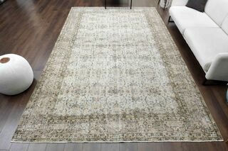 Blue Details Beige Turkish Area Rug - Thumbnail