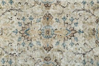 Blue Details Beige Turkish Area Rug - Thumbnail