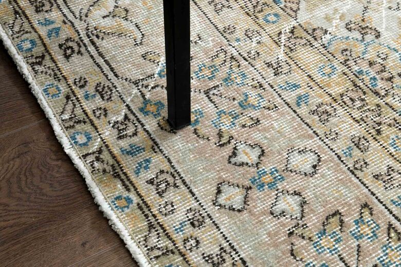 Blue Details Beige Turkish Area Rug