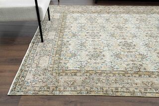 Blue Details Beige Turkish Area Rug - Thumbnail