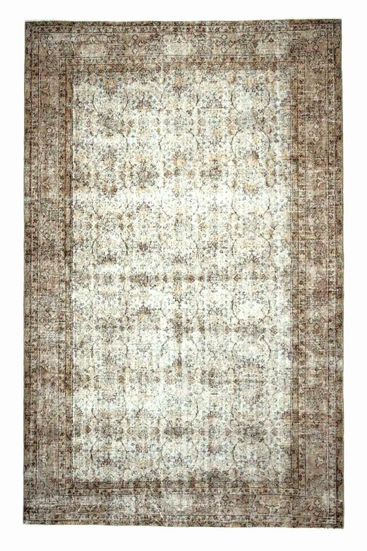 Blue Details Beige Turkish Area Rug