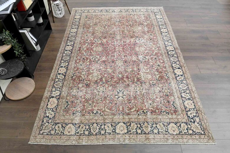 Floral Pattern Orange Turkish Rug