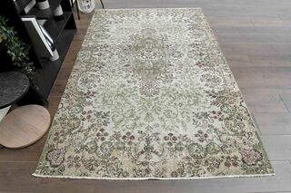 Floral Pattern Vintage Turkish Rug - Thumbnail