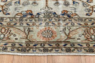 Beige Brown Vintage Turkish Area Rug - Thumbnail