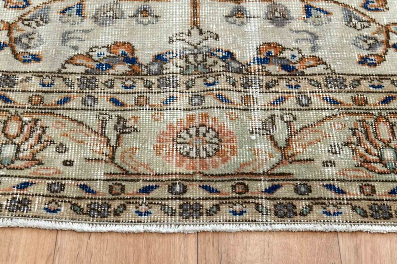 Beige Brown Vintage Turkish Area Rug