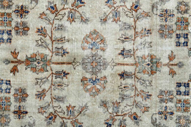 Beige Brown Vintage Turkish Area Rug