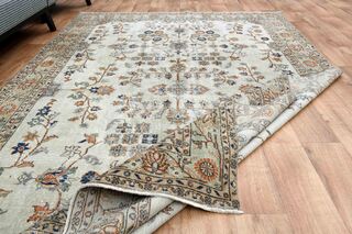 Beige Brown Vintage Turkish Area Rug - Thumbnail