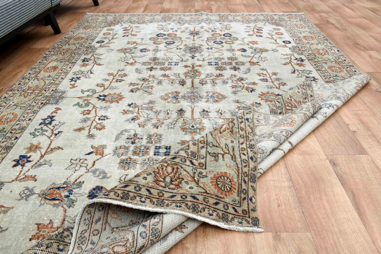 Beige Brown Vintage Turkish Area Rug