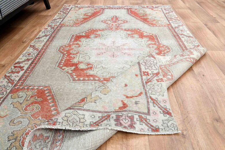 Beige Orange Turkish Rug