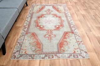 Beige Orange Turkish Rug - Thumbnail